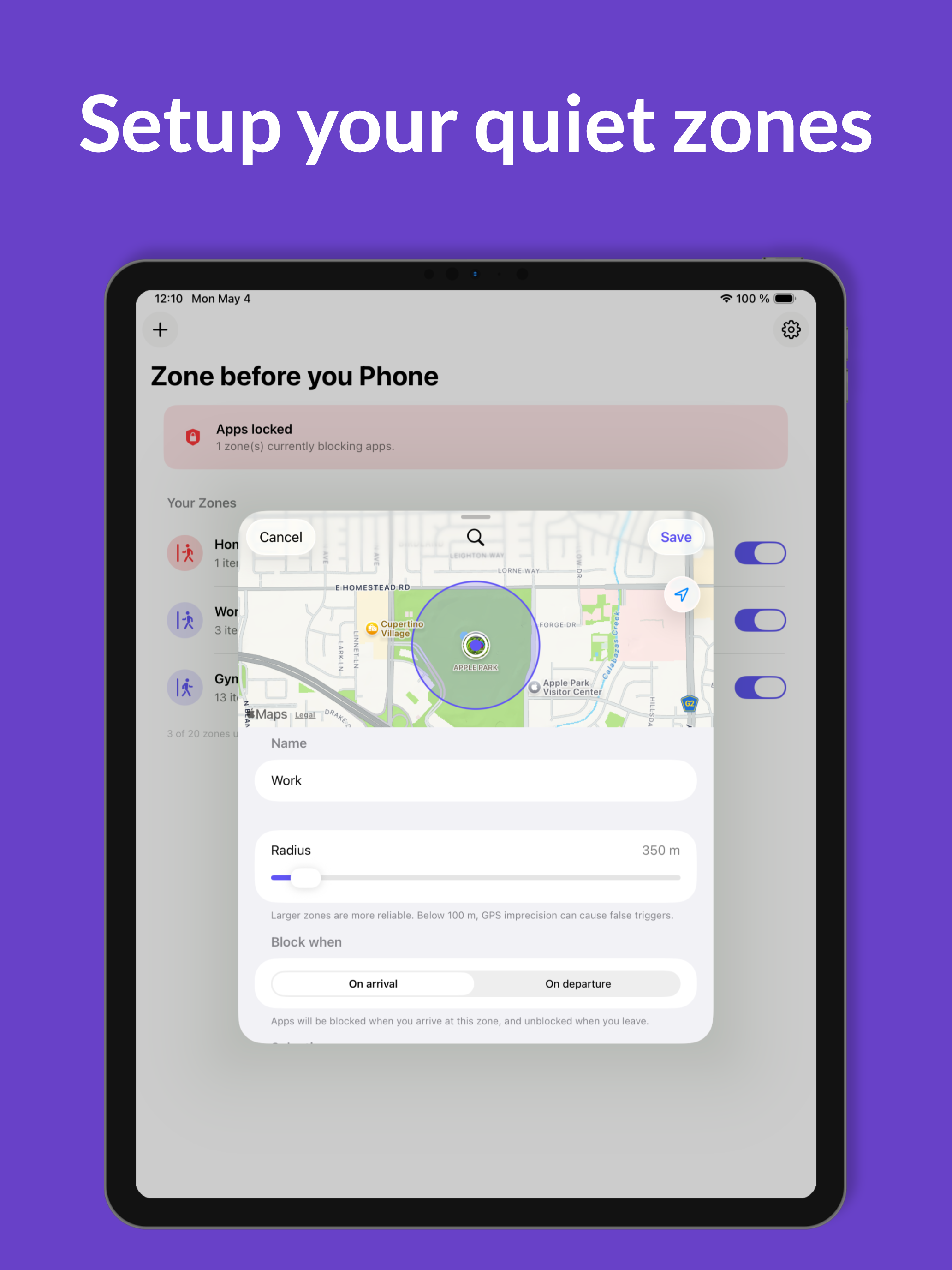 Zone before you Phone on iPad
