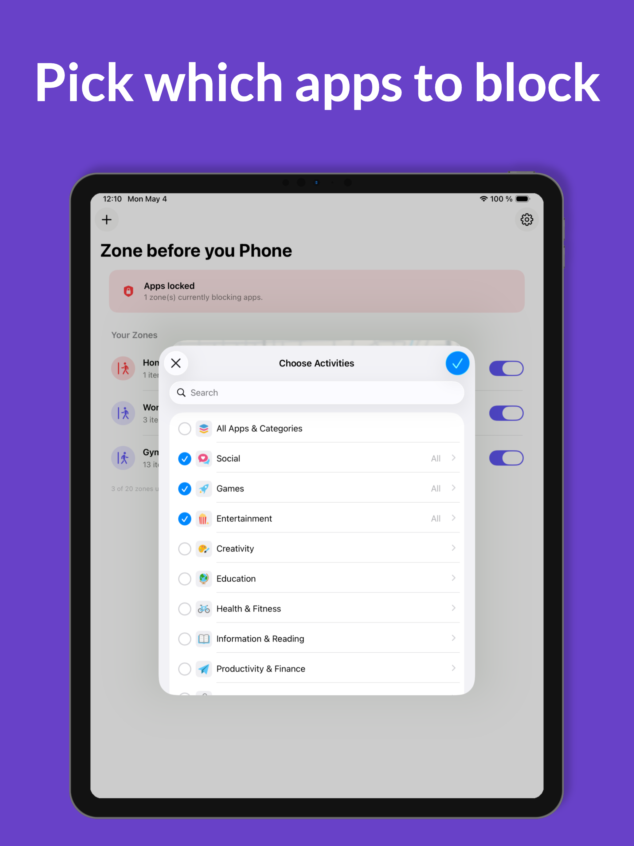 Zone before you Phone on iPad